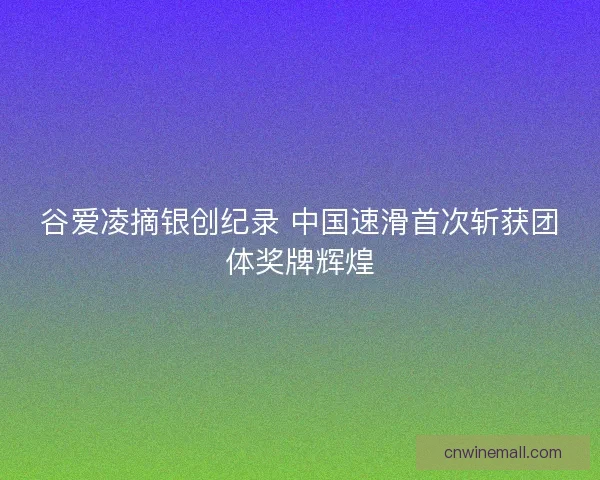 谷爱凌摘银创纪录 中国速滑首次斩获团体奖牌辉煌