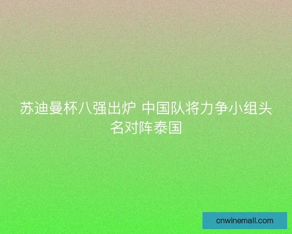 苏迪曼杯八强出炉 中国队将力争小组头名对阵泰国